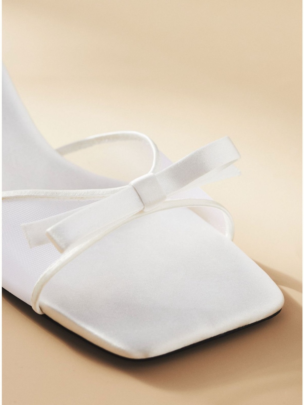 Jeffrey Campbell Ivory Satin Bow Slide Mules - Picture 3 of 7